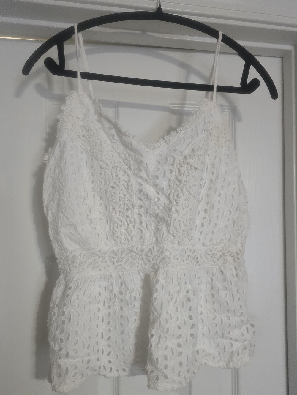 Japna White Lace Eyelet Peplum Cami